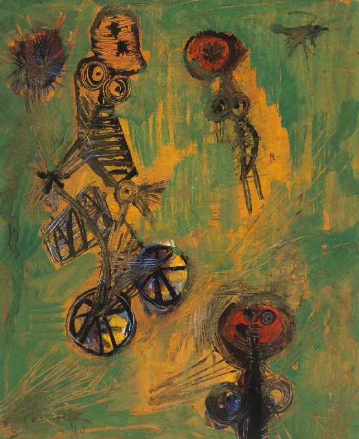 Corneille ('Corneille' Guillaume Beverloo)   | Fietsers, inkt, aquarel en gouache op papier 35,6 x 30,5 cm, gesigneerd l.o. en gedateerd '48
