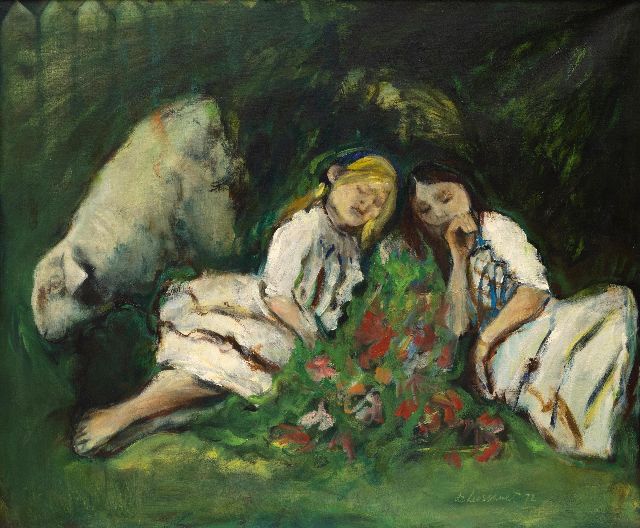 Paul de Lussanet | Repos après le jeu (Uitrusten na het spelen), olieverf op doek, 100,0 x 120,4 cm, gesigneerd r.o. en gedateerd '72