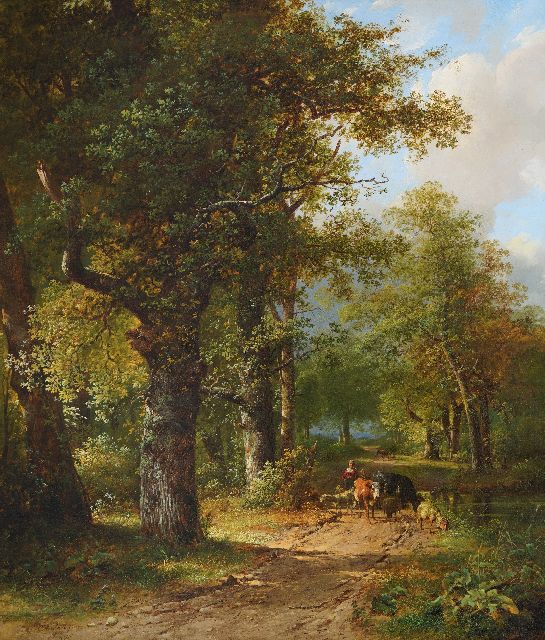 Cornelis Bijlard | Bosgezicht met herderin en vee, olieverf op doek, 110,0 x 95,0 cm, gesigneerd l.o.