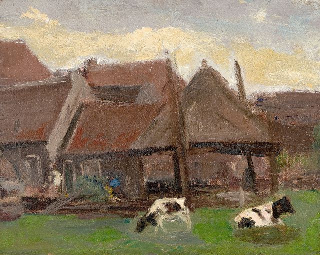 Piet Mondriaan | Boerderij met koeien in de wei, olieverf op paneel, 17,0 x 22,0 cm, 1897-1901  reserved