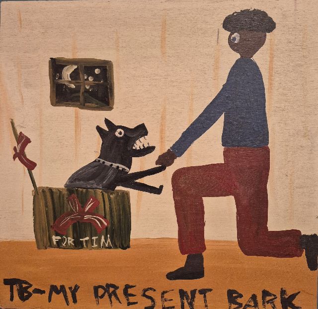 Tim Brown | my present Bark, olieverf op paneel, 37,6 x 38,8 cm, gesigneerd l.o. met initialen