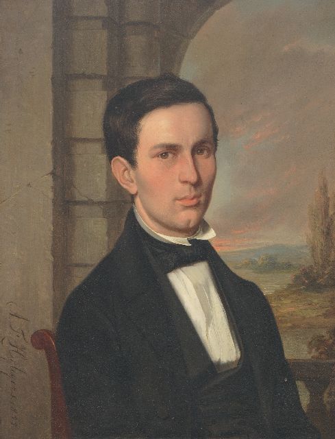 Antoon François Heijligers | Portret van een man, olieverf op paneel, 28,8 x 21,9 cm, gesigneerd l.o. en gedateerd 1855