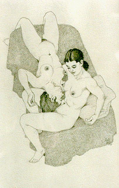 Ru H.B.W. de | A seated and reclining nude, pencil on paper 25.5 x 17.0 cm, signed l.r.
