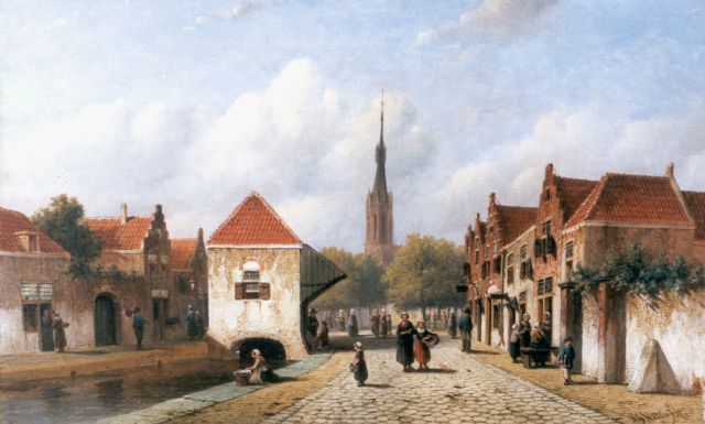 Vertin P.G.  | A view of Delft with the 'Nieuwe Kerk' in the background, oil on canvas 36.5 x 58.4 cm, signed l.r. and dated '67