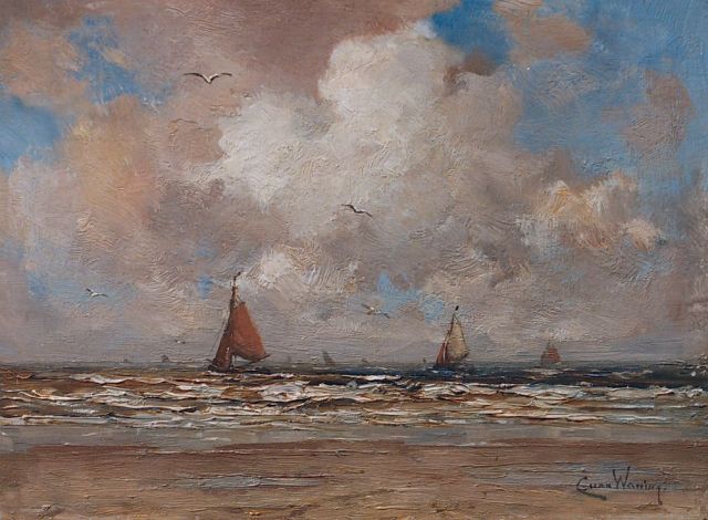 Waning C.A. van | Seascape, oil on panel 20.0 x 25.4 cm, signed l.r.