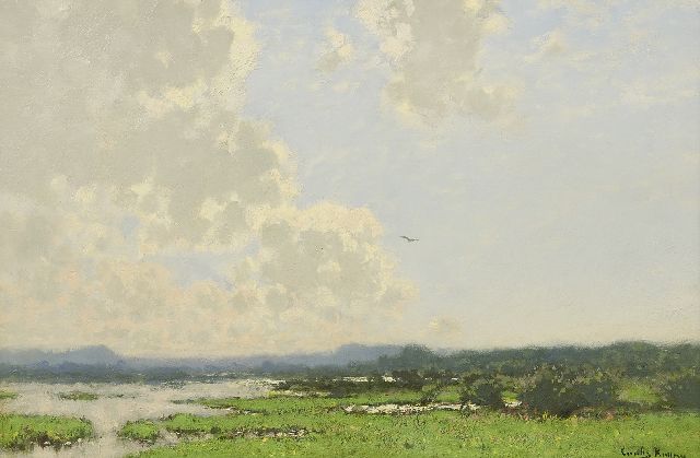 Cornelis Kuijpers | Washland along the river Rhine, oil on canvas, 38.0 x 58.5 cm, signed l.r. and without frame