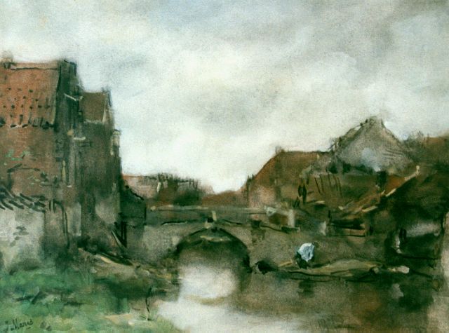 Jacob Maris | A view of a canal, watercolour on paper, 29.8 x 38.6 cm, signed l.l.