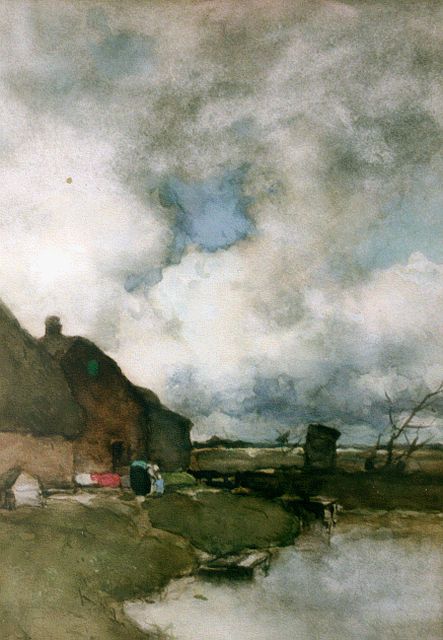 Jan Hendrik Weissenbruch | A farm by Noorden, watercolour on paper, 42.5 x 30.0 cm, signed l.l. and painted circa 1895