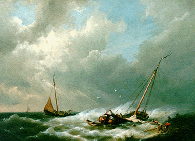 Koekkoek jr. H.  | Fishing boats off the coast, oil on canvas 66.0 x 91.0 cm, signed l.l.