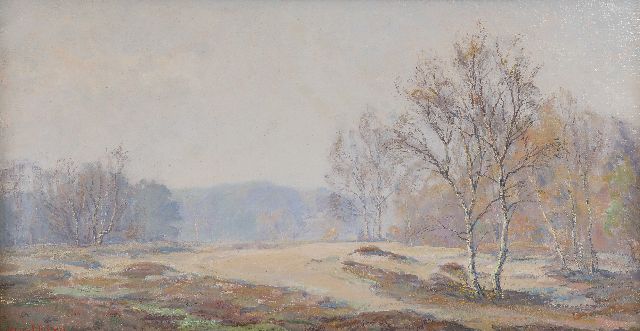 Meijer J.  | A foggy autumn morning, oil on canvas 44.0 x 84.5 cm, signed l.l.