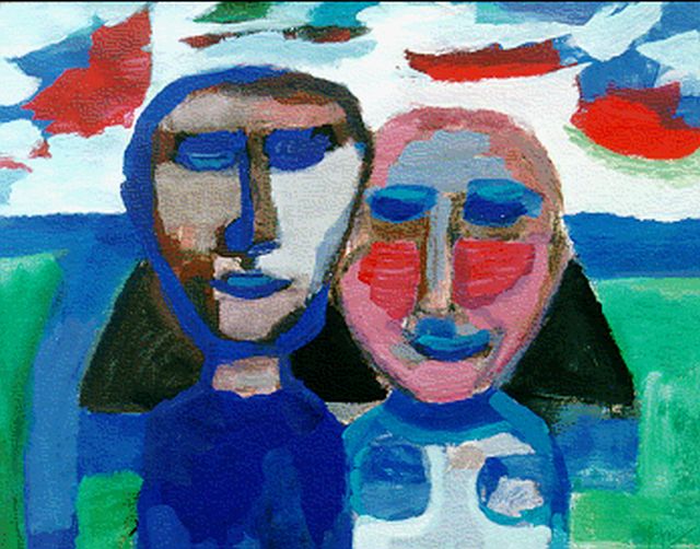 Gerrit Benner | A couple, gouache on paper, 50.0 x 65.5 cm, signed l.r. and dated on the reverse 1967
