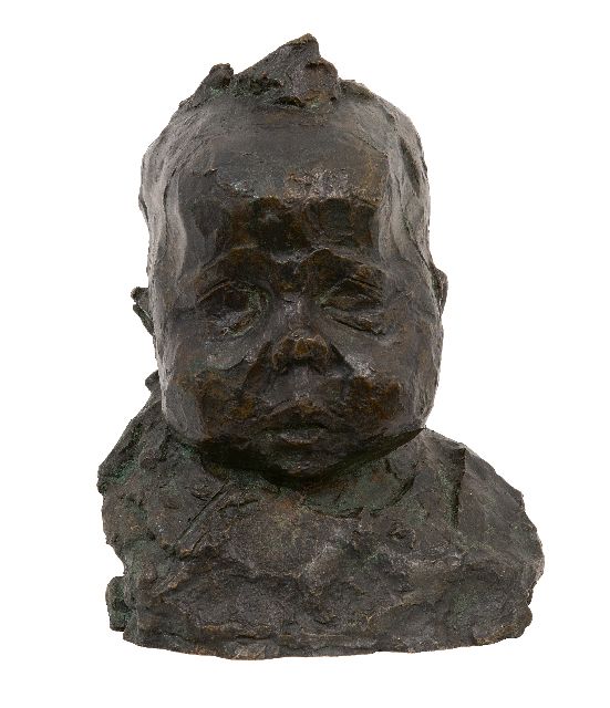 Lambertus Zijl | A baby's head, bronze, 21.0 cm, signed on the back with initials and made in june '93