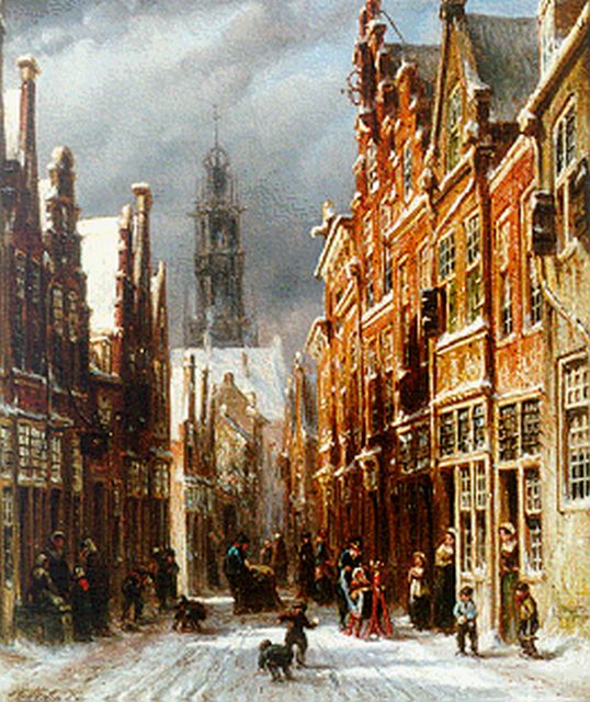 Vertin P.G.  | A view of Haarlem with the Bakenessekerk beyond, oil on panel 25.4 x 21.2 cm, signed l.l.