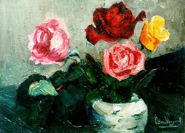 Wijngaerdt P.T. van | A still life with roses, oil on canvas 30.3 x 40.0 cm, signed l.r.