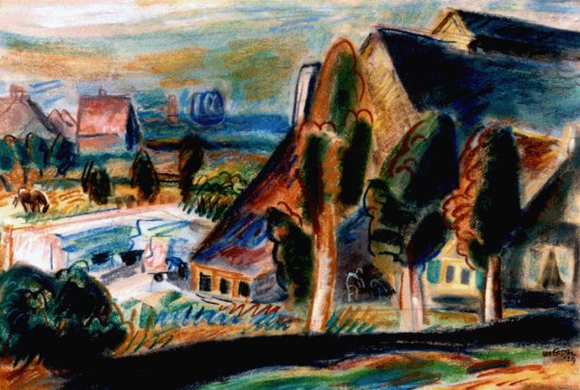 Gestel L.  | A view of a landscape, Huizen, pastel on paper 36.3 x 54.0 cm, signed l.r. twice and dated '29