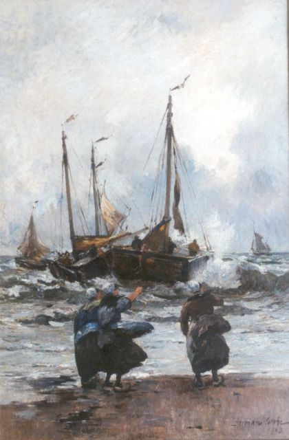 Grobe P.G.  | The departure of the fleet, oil on canvas 90.3 x 60.5 cm, signed l.r. and dated 1903