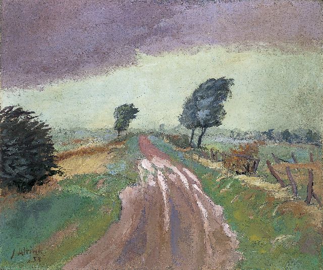 Altink J.  | Old road between Garmerwolde and Ten Boer, oil on canvas 61.7 x 72.3 cm, signed l.l. and dated '33