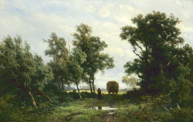 Jan Willem van Borselen | A hay-cart in a landscape, oil on canvas, 45.0 x 70.3 cm, signed l.r.