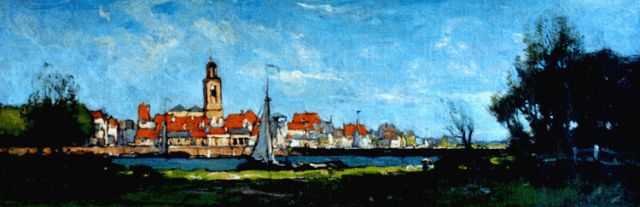 Bodifée J.P.P.  | A view of Deventer, oil on canvas laid down on painter's board 17.0 x 49.7 cm, signed l.r.