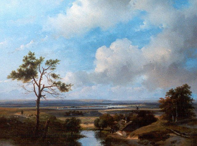 Schelfhout A.  | A panoramic dune landscape in the surroundings of Haarlem, oil on panel 42.7 x 56.0 cm, signed l.l.