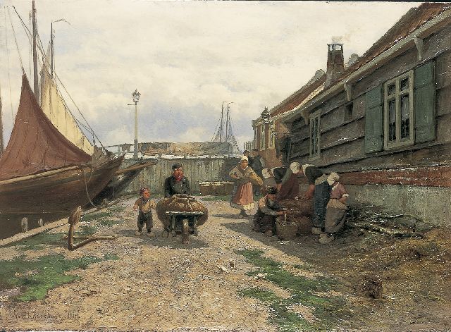 Jan H.B. Koekkoek | The harbour of Volendam, oil on panel, 53.2 x 73.0 cm, signed l.l. and dated 1894