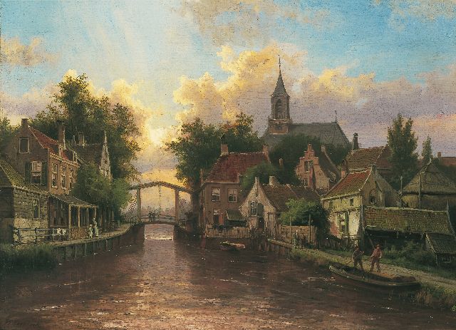 Willem Koekkoek | A view of a canal in a Dutch town, oil on canvas, 43.7 x 60.0 cm, signed l.l.
