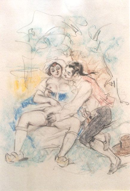 Poulton T.L.  | Idylle, kleurpotlood op papier 21,5 x 18,0 cm