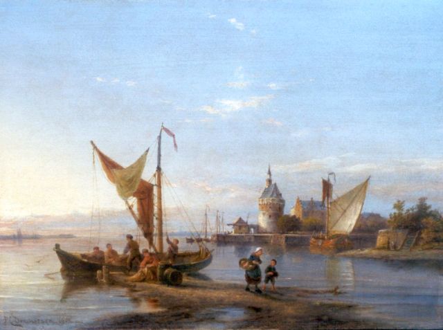 Dommershuijzen P.C.  | A view of the harbor of Hoorn, oil on panel 30.2 x 40.8 cm, signed l.l. and dated 1908