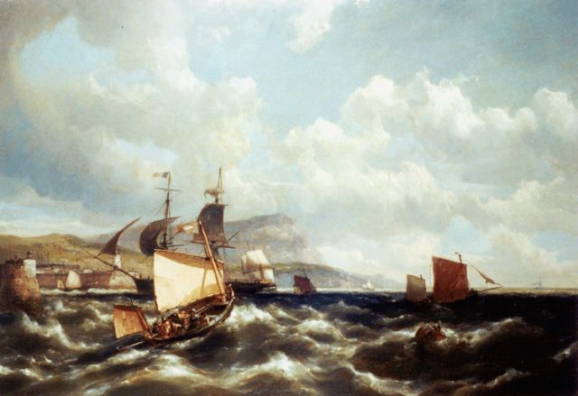 Koekkoek jr. H.  | Sailing vessels off the English coast, oil on canvas 60.9 x 91.5 cm, signed l.r.