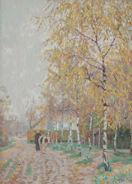 Meijer J.  | Autumn, oil on canvas 38.3 x 28.2 cm, signed l.l.