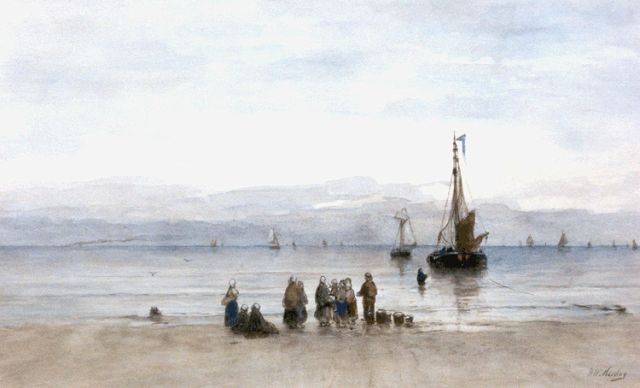 Mesdag H.W.  | Awaiting the fleet, watercolour on paper 38.5 x 63.4 cm, signed l.r.