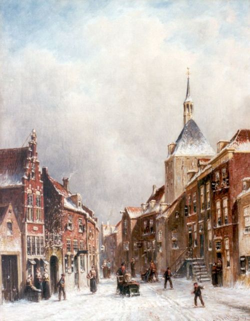 Vertin P.G.  | A town in winter, oil on canvas 45.0 x 34.9 cm, signed l.r. and dated '89