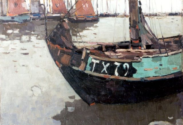 Hynckes R.  | Entering the harbour, Texel, oil on panel 41.5 x 56.0 cm, signed l.r.