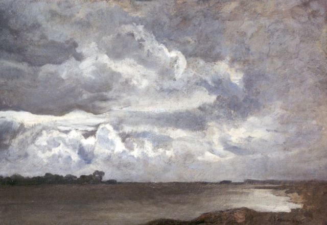 Voerman sr. J.  | A view of the river IJssel near Hattem, oil on canvas laid down on panel 27.8 x 38.5 cm, signed l.r.
