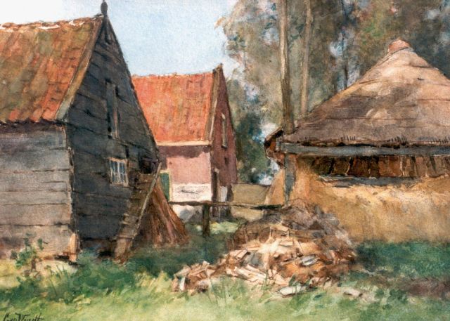 Windt Ch. van der | A haystack, watercolour on paper 26.0 x 36.0 cm, signed l.l.