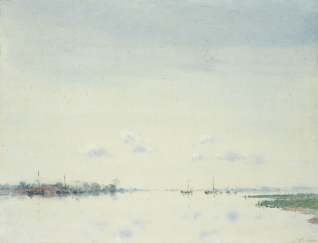 Voerman sr. J.  | The river Ijssel, oil on panel 40.1 x 52.2 cm, signed l.r.