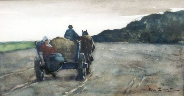 Zwart W.H.P.J. de | Homeward bound, charcoal and watercolour on paper 20.5 x 39.5 cm, signed l.r.