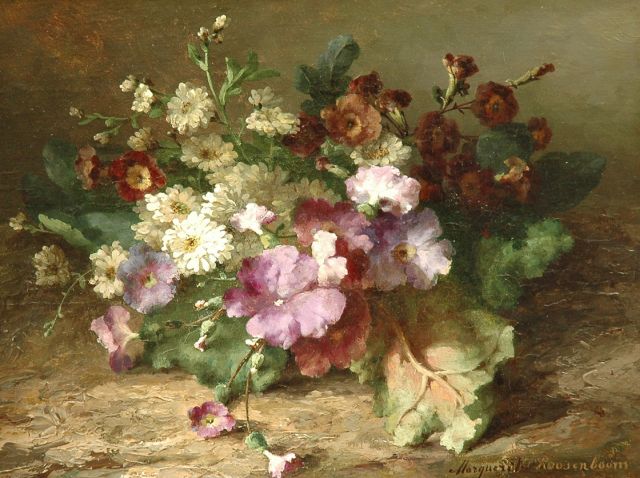 Margaretha Roosenboom | A flower still life, oil on paper laid down on panel, 25.0 x 33.1 cm, signed l.r.