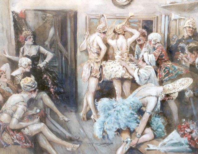 Conrad G.  | Les Folies Bergère, Rouen, chalk and watercolour on paper 41.7 x 53.3 cm, signed l.c. and dated l.l. 2-1929