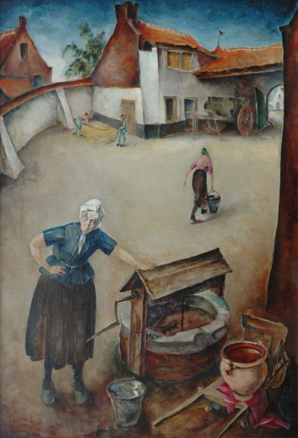 Kruizinga D.  | The farmyard, oil on canvas 76.0 x 52.4 cm, signed l.r.