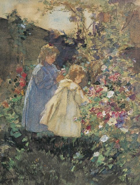 Akkeringa J.E.H.  | In the painter's garden, The Hague, watercolour on paper 38.5 x 28.7 cm, signed l.l. and painted circa 1894
