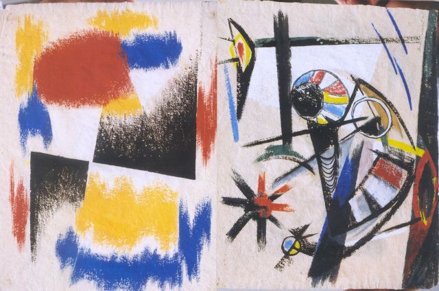 Hunziker F.  | Compositions (recto and verso), gouache on paper 45.0 x 55.0 cm, signed l.r. and dated '51