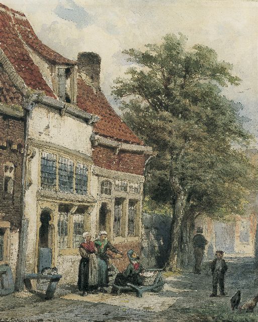 Springer C.  | Laundry day in an old Dutch street, pencil and watercolour on paper 24.6 x 19.8 cm, signed l.l. and dated '75