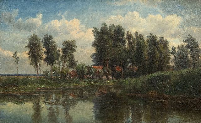 Kruseman van Elten H.D.  | A farm near the water-front, oil on canvas 36.1 x 57.8 cm, signed l.r