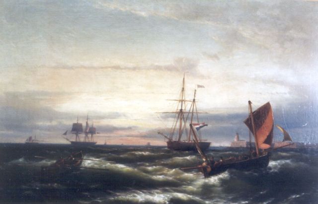 Koekkoek jr. H.  | At sea in a storm, oil on canvas 58.4 x 91.7 cm, signed l.r.