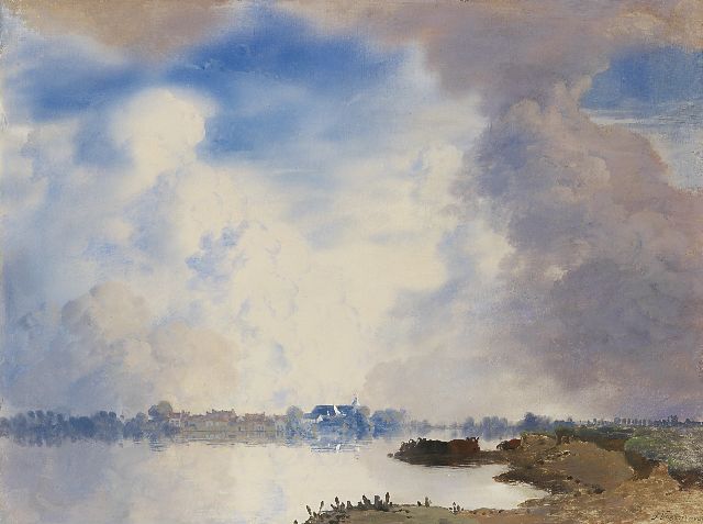 Voerman sr. J.  | A view of the IJssel, Hattem, oil on panel 52.0 x 69.0 cm, signed l.r.