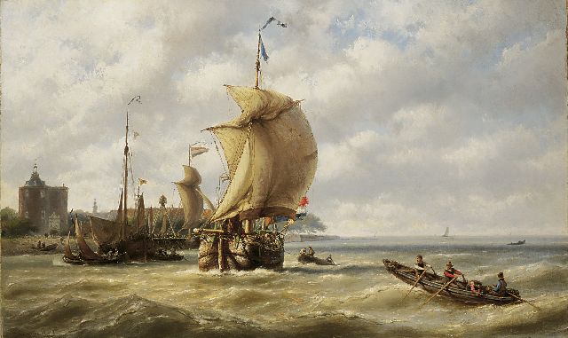 Koekkoek J.H.B.  | View of Enkhuizen, oil on canvas 70.1 x 114.6 cm, signed l.l. and dated 1878