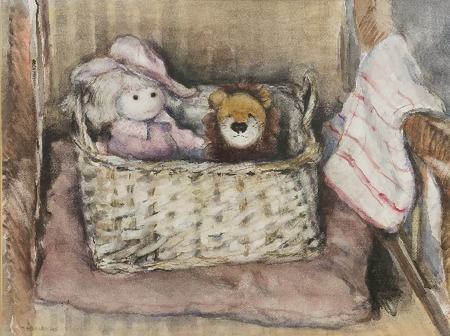 Holleman F.  | The doll basket, watercolour on paper 35.5 x 47.0 cm, signed l.l.