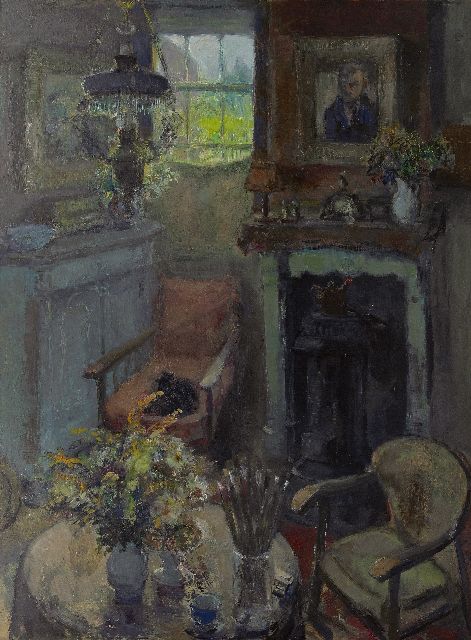 Cor Noltee | Corner of a room in Noltee's house, oil on board, 98.0 x 74.8 cm, signed l.r.