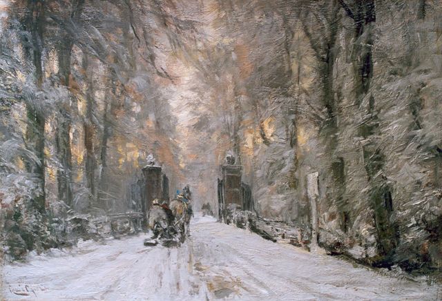 Apol L.F.H.  | A winter lane, Haagse Bos, oil on canvas 42.5 x 61.0 cm, signed l.l.